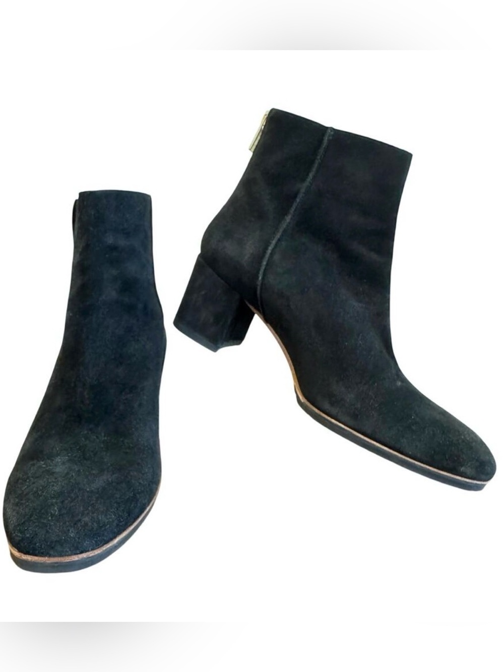 ATP Atelier Mei Black Suede Back Gold Zip Ankle Boots Size 38 / 8